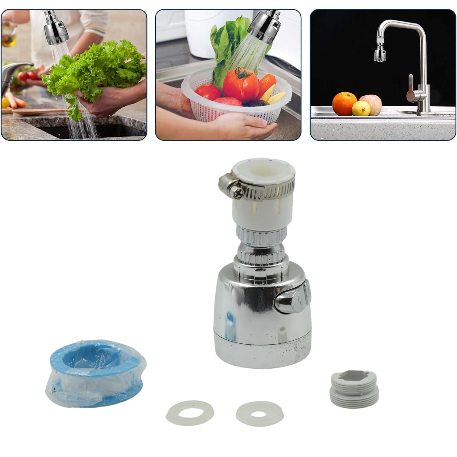 0552 Faucet Sprayer - Kitchen Sink Aerator Adjustable Rotatable Water Saver Head, Upgraded Big Angle Replacement Anti Splash Shower Booster with V Tap Stream Switch, Moveable Kitchen Tap Head (1 Pc) 0552 Faucet Sprayer - Kitchen Sink Aerator Adjustable Rotatable Water Saver Head, Upgraded Big Angle Replacement Anti Splash Shower Booster with V Tap Stream Switch, Moveable Kitchen Tap Head (1 Pc)